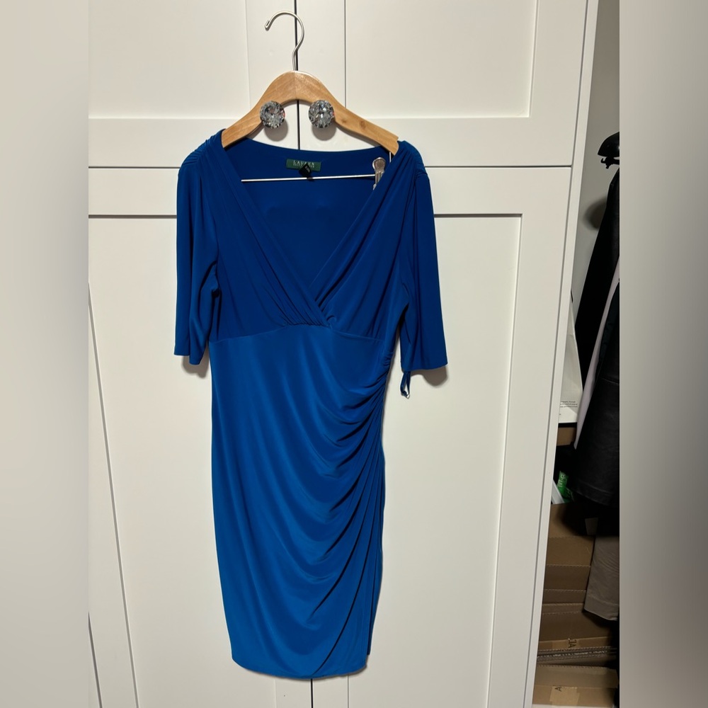 Ralph Lauren Rushed dress stretch size 12P EUC
